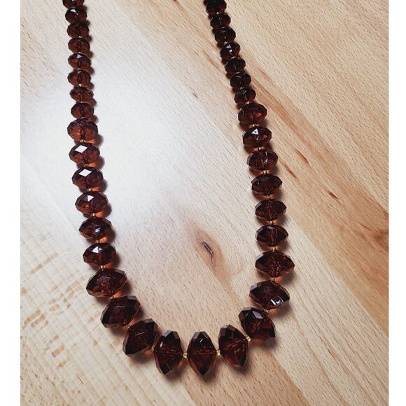 Vintage Joan Rivers Graduated Chunky Faceted Faux Amber Beaded Necklace
